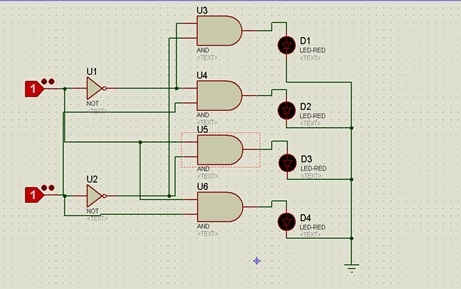 Decodificador 2 a 4 :: Circuitos Digitales